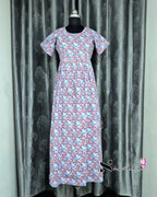 Floral Printed Peach Cotton Feeding Frock Nighty