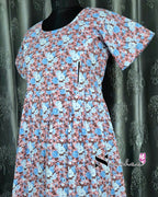 Floral Printed Peach Cotton Feeding Frock Nighty