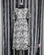 Scribbed Patches with Sweet Heart Neck Black Gown