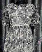 Scribbed Patches with Sweet Heart Neck Black Gown