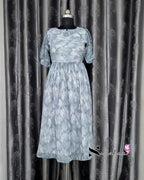 Scribbed Patches with Sweet Heart Neck Grey Gown