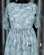 Scribbed Patches with Sweet Heart Neck Grey Gown
