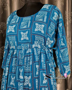 Square Blue designed dress with adjustible side knot