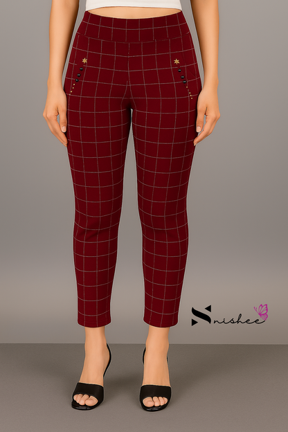 Checked Pocket Jeggings