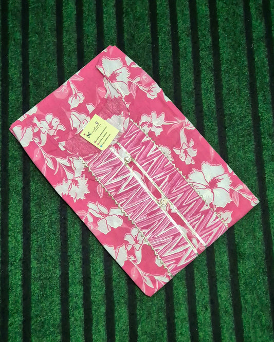Pink/ White Floral printed Kurti