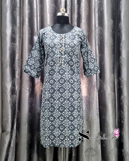 Grey Diamond Abstract Printed Kurti