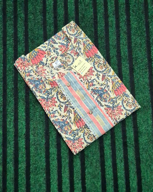 Beige Lotus Printed Kurti