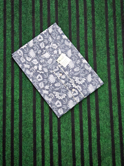 Grey Floral Bunch Printed Kurti