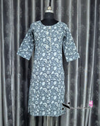 Grey Floral Bunch Printed Kurti