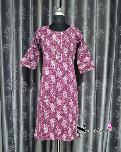 Purple Mango Motif Printed Kurti