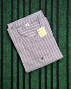 Grey Striped Chinese Collar Kurti