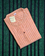 Orange Striped Chinese Collar Kurti