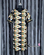 Green Abstract Triangle Printed Popcorn Kurti