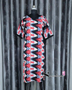 Red Abstract Triangle Printed Popcorn Kurti