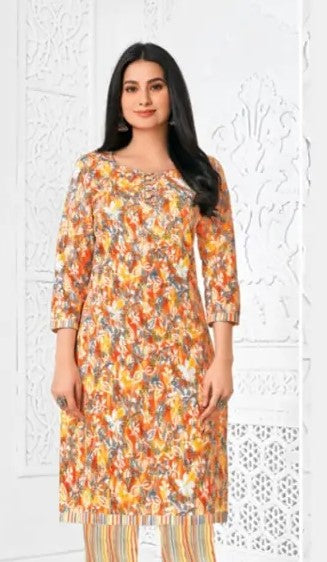 Abstract Shades Printed Cotton Kurti