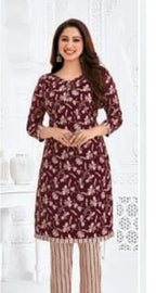 Red Vintage Floral Printed Cotton Kurti