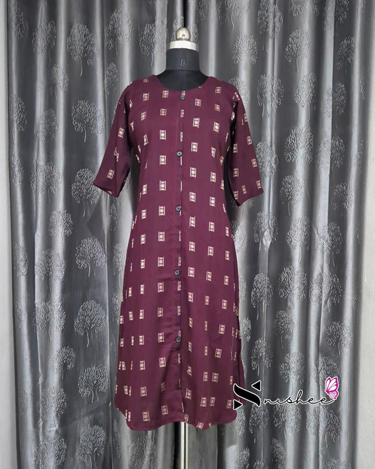 Maroon Texture Print Kurti