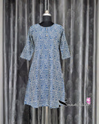 Blue Triangular Chain Print A Line Kurti