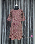 Maroon Triangular Chain Print A Line Kurti