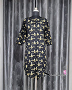 Black Dotted Motif Printed Kurti