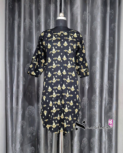 Black Dotted Motif Printed Kurti