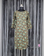 Greenish Brown Dotted Motif Printed Plus Size Kurti