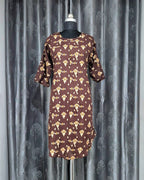 Brown Dotted Motif Printed Kurti