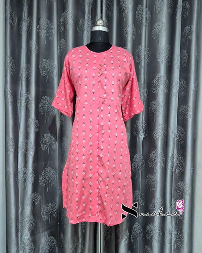 Pink Diamond Motif Printed Kurti
