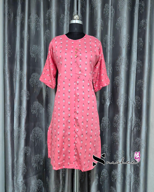 Pink Diamond Motif Printed Kurti