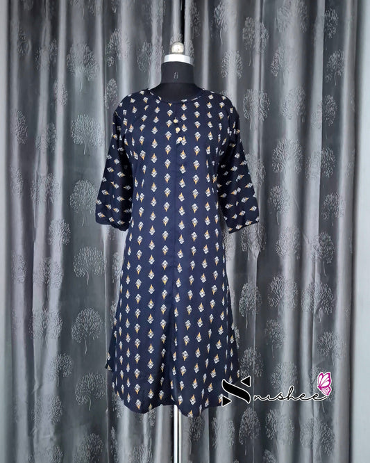Navy Diamond Motif Printed Kurti