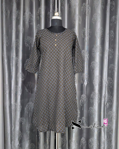 Black Diamond Motif Printed Kurti