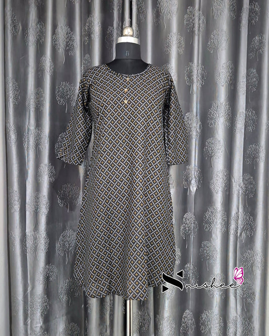 Black Diamond Motif Printed Kurti