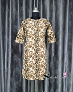 Brown Panther Print Short Straight Cut Kurti
