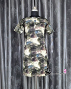 Green Brush Print Short Straight Cut Kurti