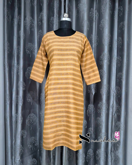 Orange Horizontal Striped Kurti