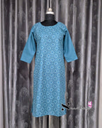 Blue Diamond Patterned Cotton Kurti