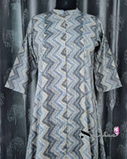 Grey Zigzag Chinese Collar A Line Kurti