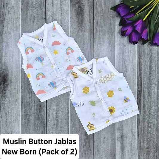 Muslin Button Jablas - New Born - A - Pack of 2