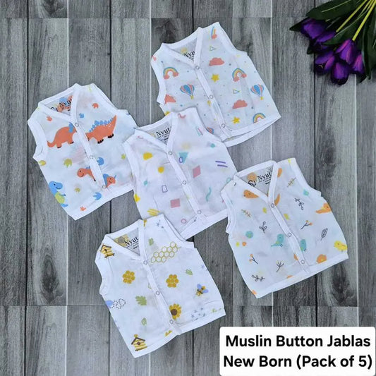 Muslin Button Jablas - New Born - A - Pack of 5