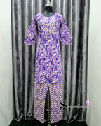 Violet Peony Kurti Set