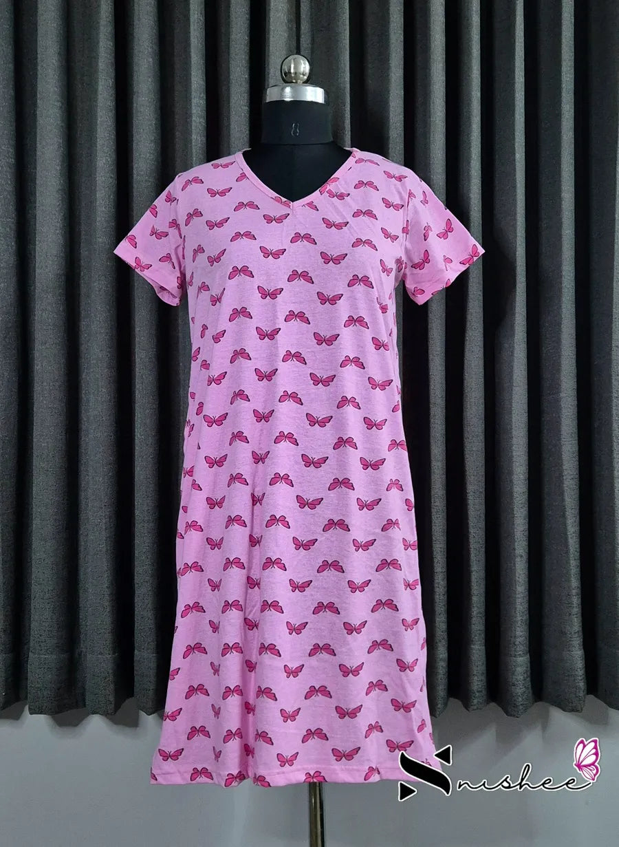 Lovely Butterfly V-Neck Long Tshirt