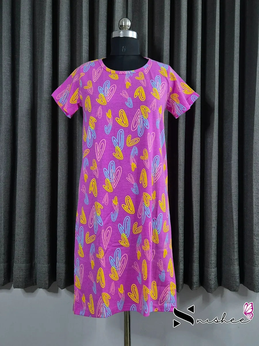 Zoom Hearts Round Neck Long Tshirt