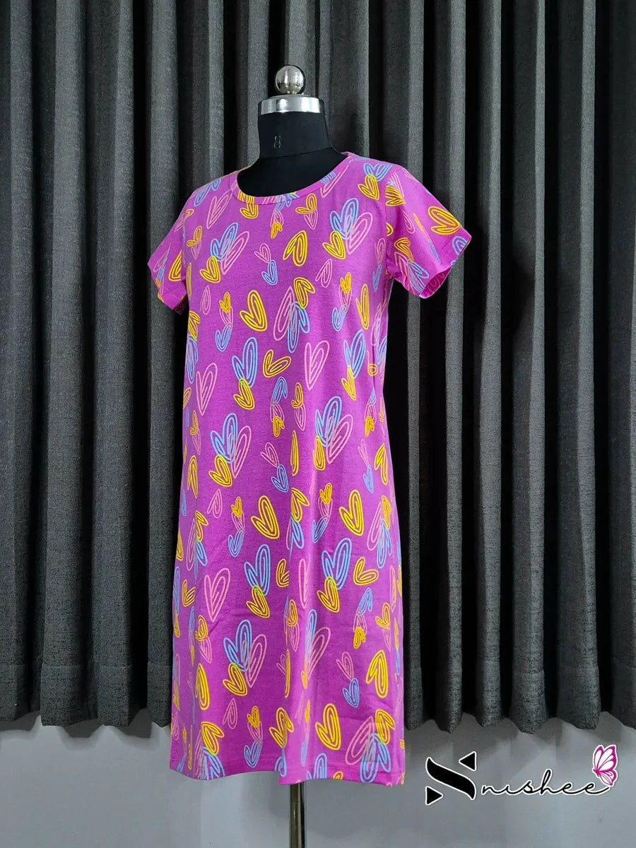 Zoom Hearts Round Neck Long Tshirt