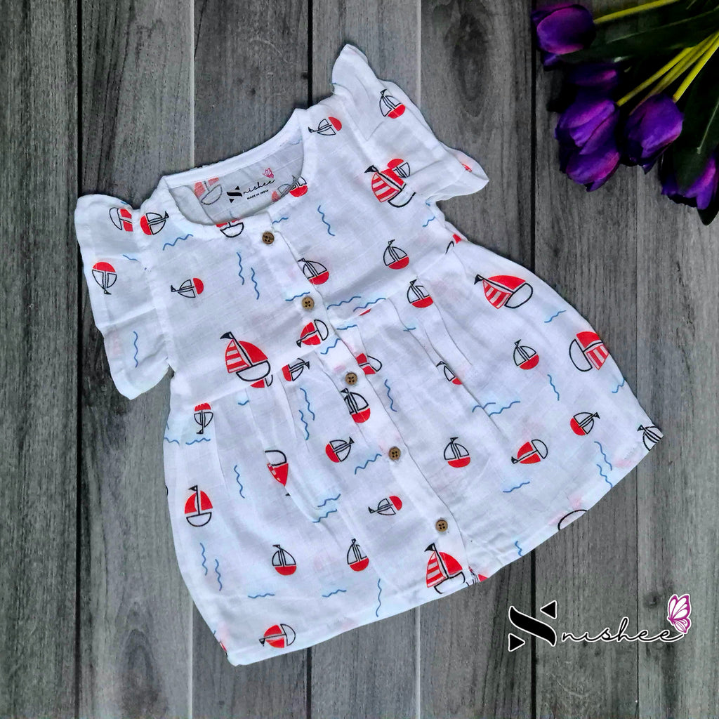 Muslin Button Frocks - Size 6 to 12 Months