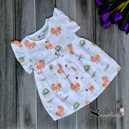 Muslin Button Frocks - Size 6 to 12 Months