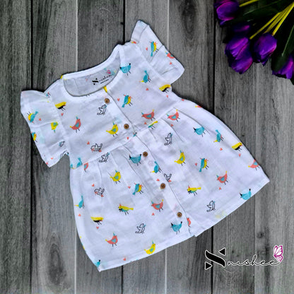 Muslin Button Frocks - Size 6 to 12 Months