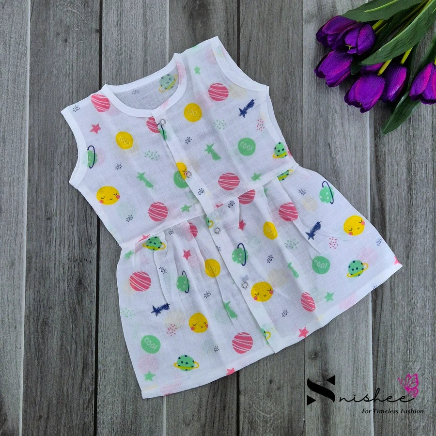 Muslin Button Frocks - Size 3 to 6 Months