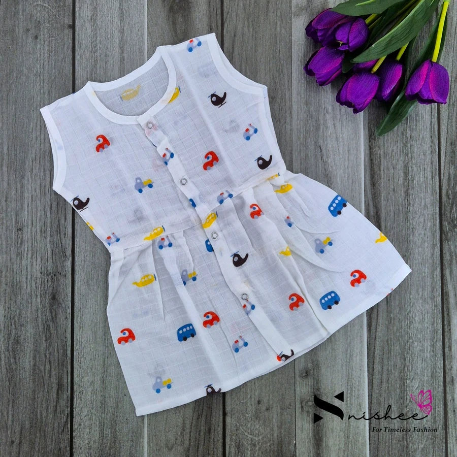 Muslin Button Frocks - Size 3 to 6 Months