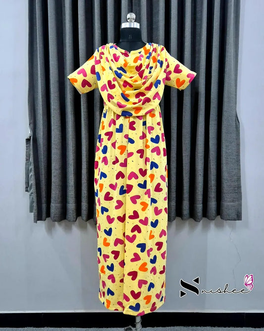 Yellow Hearts - Shawl Maxi - Full Length - Plus Size