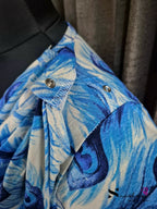 Blue Feather - Shawl Maxi with Saree Style Drape - Full Length - Plus Size